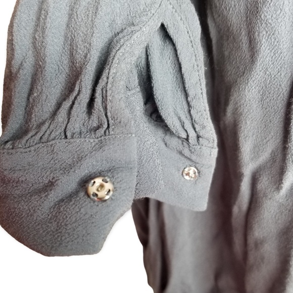 Madewell Long Sleeve Blue Blouse Drawstring Placket Women's Size M - Picture 6 of 7